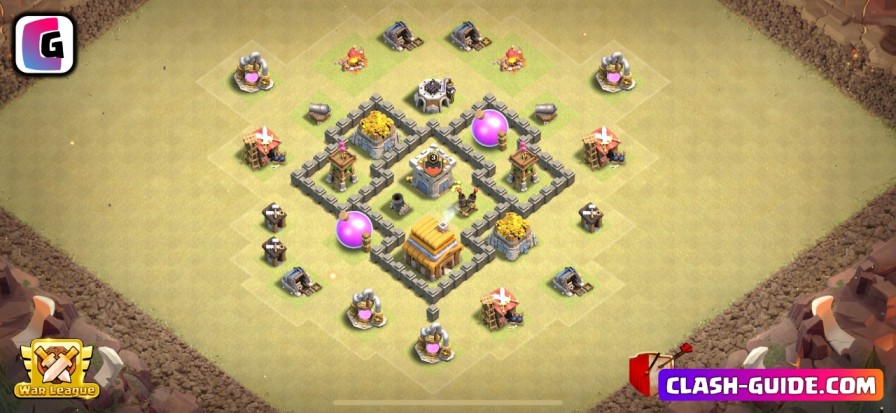 CLASH OF CLANS TOWN HALL 4 BASE