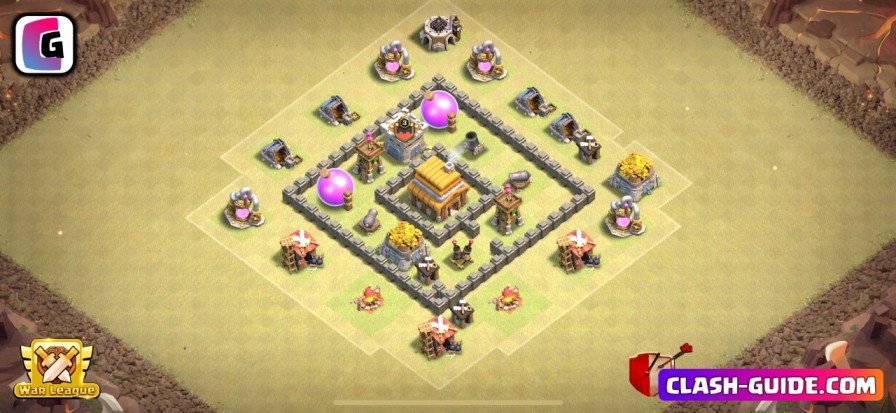 CLASH OF CLANS TOWN HALL 4 LAYOUT